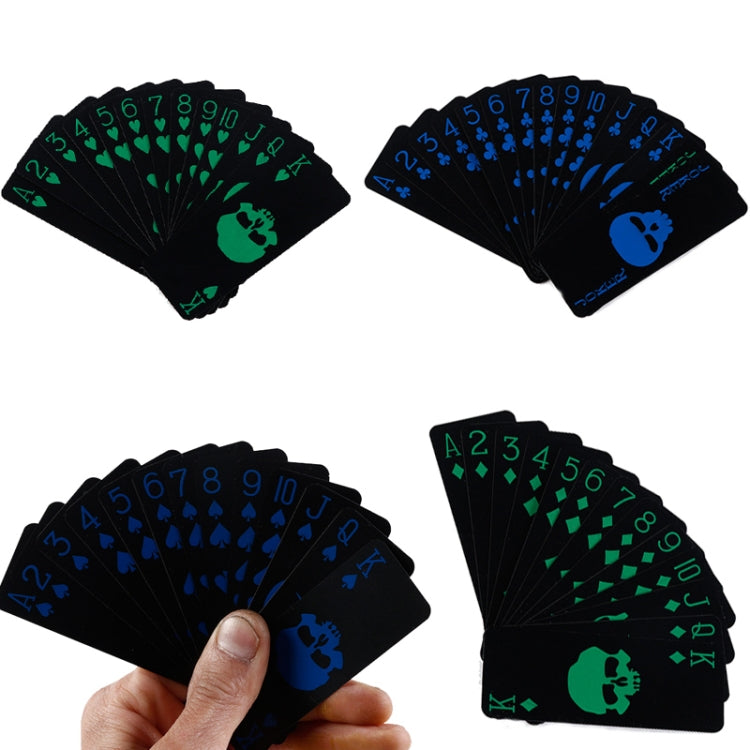 10 PCS Fluorescent PVC Skull Playing Cards Waterproof  Playing Cards,Size: 3.2 x 8.7cm  Blue+Green - Gambling by PMC Jewellery | Online Shopping South Africa | PMC Jewellery