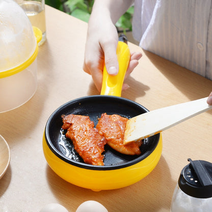 350W Electric Egg Omelette Cooker Frying Pan Steamer Cooker,EU Plug,Style: Pan+Wood Shovel Yellow - Electric Skillets by PMC Jewellery | Online Shopping South Africa | PMC Jewellery