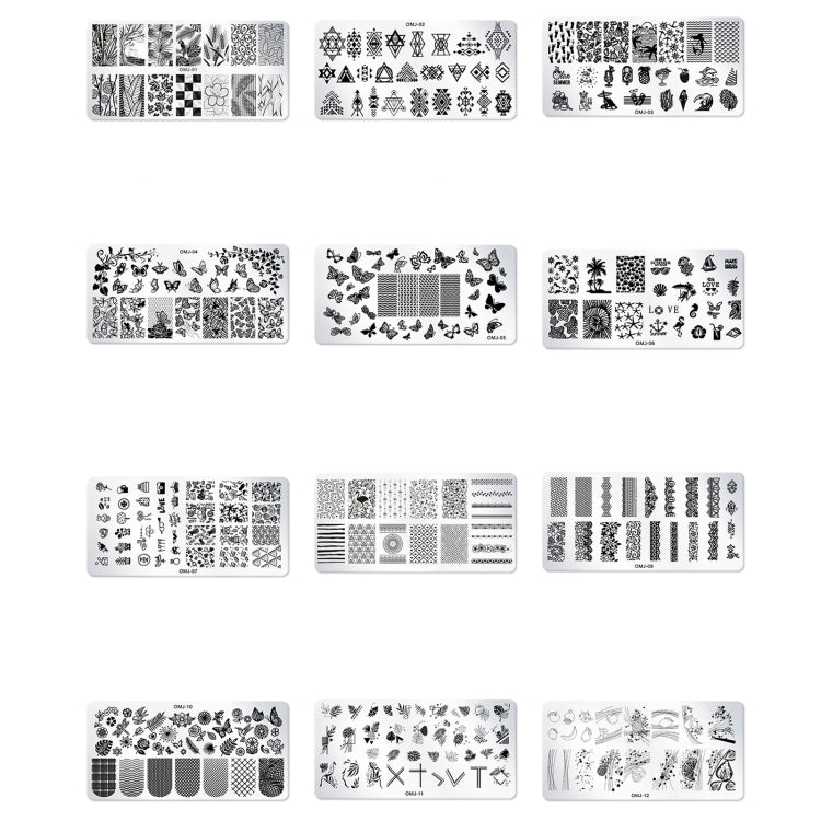 5 PCS Square Nail Art Print Template Nail Accessories(OMJ-03) - Nail Art Equipment by PMC Jewellery | Online Shopping South Africa | PMC Jewellery | Buy Now Pay Later Mobicred