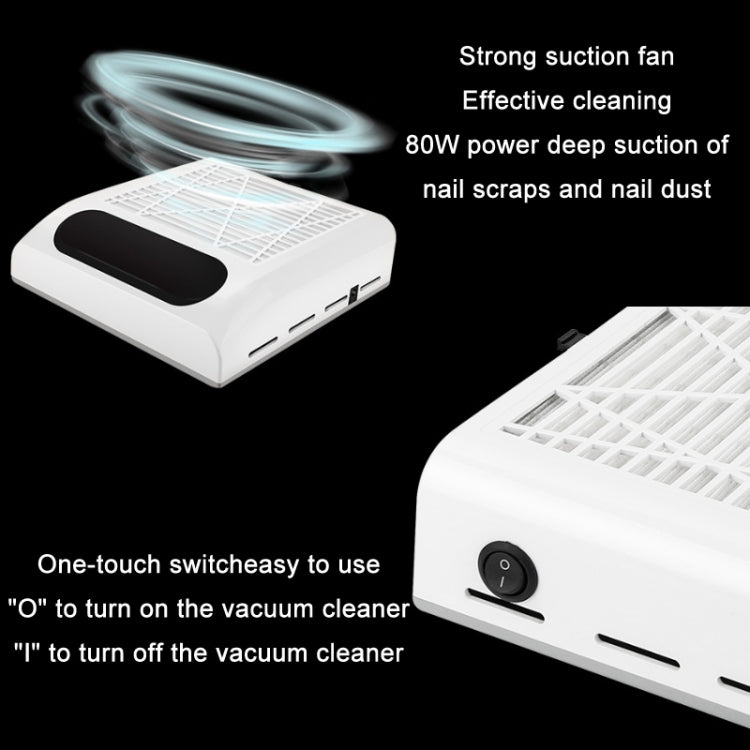 80W Manicure Vacuum Cleaner With Pull-Out Filter, Specification: EU Plug (White) - Nail Art Equipment by PMC Jewellery | Online Shopping South Africa | PMC Jewellery | Buy Now Pay Later Mobicred