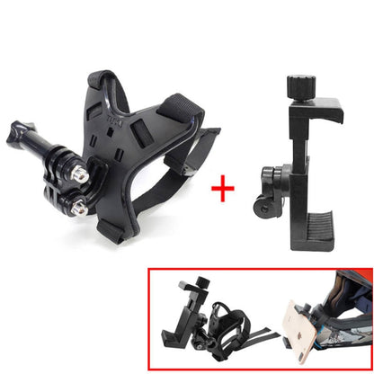 TUYU Motorcycle Helmet Chin Action Camera Mobile Phone Mounting Bracket Black Bracket+Mobile Phone Clip - Helmet Mount by TUYU | Online Shopping South Africa | PMC Jewellery