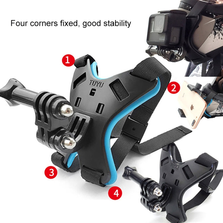 TUYU Motorcycle Helmet Chin Action Camera Mobile Phone Mounting Bracket Black Bracket+Mobile Phone Clip - Helmet Mount by TUYU | Online Shopping South Africa | PMC Jewellery