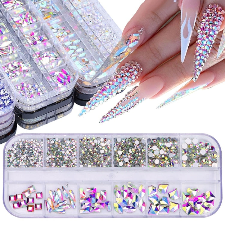 12 Grid Flat Bottom Shaped Nail Rhinestones Nail Decoration, Specification: 08 - Nail Stickers by PMC Jewellery | Online Shopping South Africa | PMC Jewellery | Buy Now Pay Later Mobicred