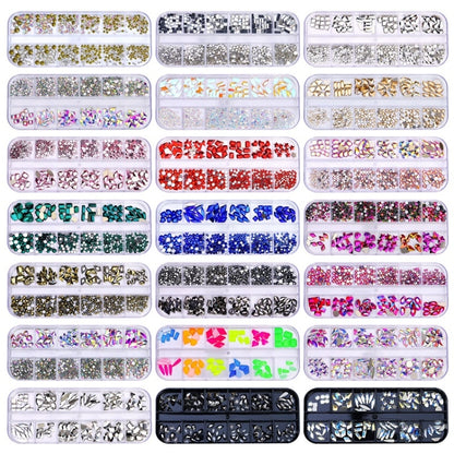 12 Grid Flat Bottom Shaped Nail Rhinestones Nail Decoration, Specification: 14 - Nail Stickers by PMC Jewellery | Online Shopping South Africa | PMC Jewellery | Buy Now Pay Later Mobicred