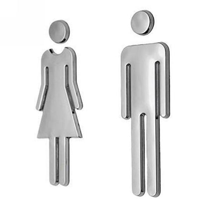 2 PCS 12cm Toilet /Bathroom /Restroom /WC Door Wall Sign Signage - Ornaments by PMC Jewellery | Online Shopping South Africa | PMC Jewellery