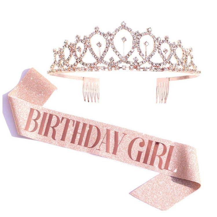 WM-02 Crystal Diamond Birthday Party Wedding Updo Crown, Color: Rose Gold Girl - Head Bands by PMC Jewellery | Online Shopping South Africa | PMC Jewellery