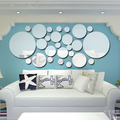 JM004 26PCS Bedroom Geometric Round Stereo Acrylic Mirror Wall Sticker(Silver) - Decorative Mirrors by PMC Jewellery | Online Shopping South Africa | PMC Jewellery