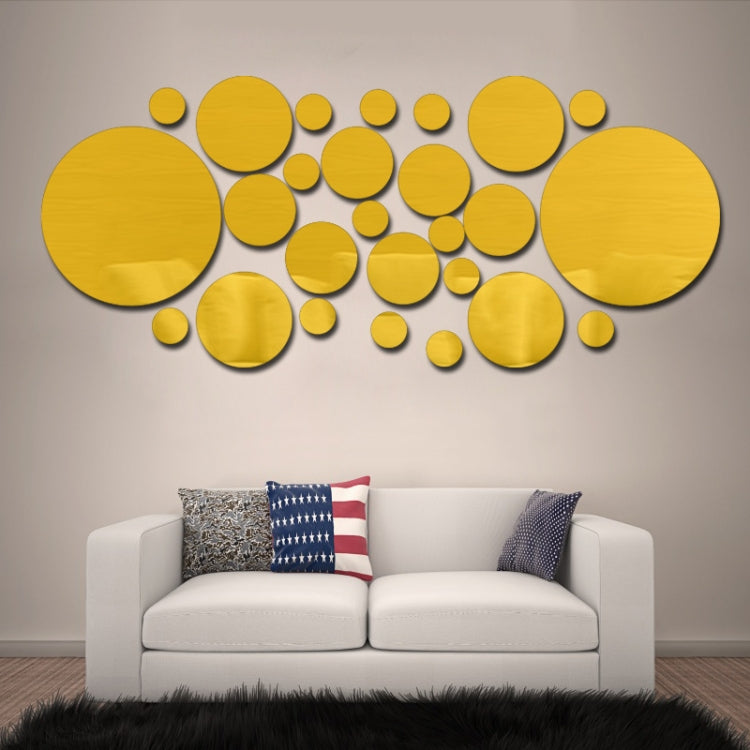 JM004 26PCS Bedroom Geometric Round Stereo Acrylic Mirror Wall Sticker(Gold) - Decorative Mirrors by PMC Jewellery | Online Shopping South Africa | PMC Jewellery