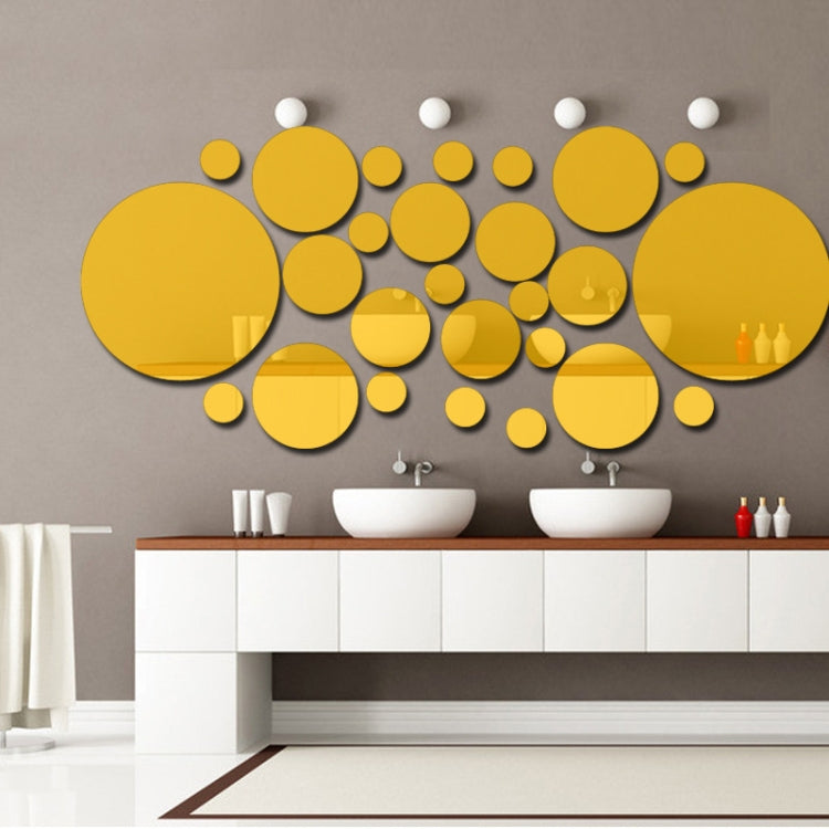 JM004 26PCS Bedroom Geometric Round Stereo Acrylic Mirror Wall Sticker(Gold) - Decorative Mirrors by PMC Jewellery | Online Shopping South Africa | PMC Jewellery