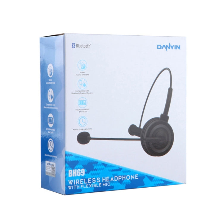 DANYIN BH69 Unilateral Bluetooth Business Talk Headset Customer Service Wireless Voice Wheat(Black) - Multimedia Headset by DANYIN | Online Shopping South Africa | PMC Jewellery | Buy Now Pay Later Mobicred