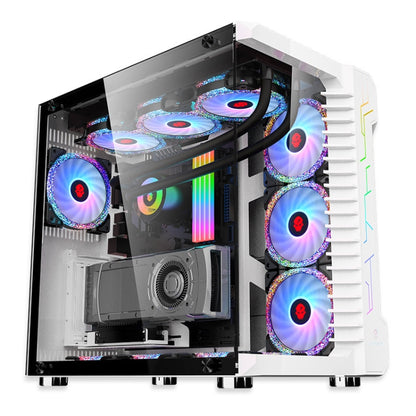 Computer CPU RGB luminous Radiator 2 Fans+Remote Control - Fan Cooling by PMC Jewellery | Online Shopping South Africa | PMC Jewellery | Buy Now Pay Later Mobicred