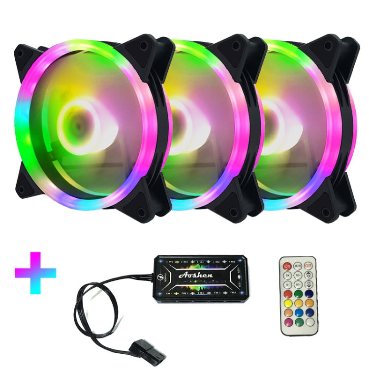 Computer CPU RGB luminous Radiator 3 Fans+Remote Control - Fan Cooling by PMC Jewellery | Online Shopping South Africa | PMC Jewellery | Buy Now Pay Later Mobicred