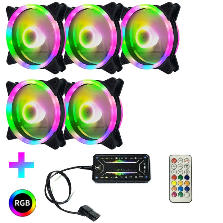 Computer CPU RGB luminous Radiator 5 Fans+Remote Control - Fan Cooling by PMC Jewellery | Online Shopping South Africa | PMC Jewellery | Buy Now Pay Later Mobicred