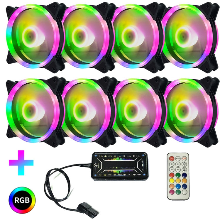 Computer CPU RGB luminous Radiator 8 Fans+Remote Control - Fan Cooling by PMC Jewellery | Online Shopping South Africa | PMC Jewellery | Buy Now Pay Later Mobicred