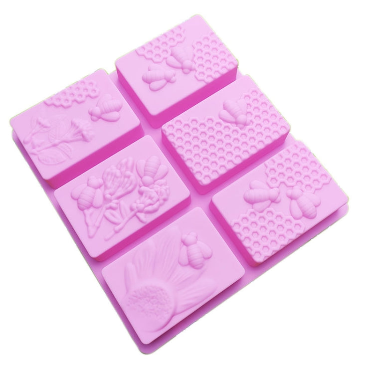 6 Grid  Square Honeycomb Ice Cube Cake Mould Square Handmade Soap Mould(Pink) - Food Molds by PMC Jewellery | Online Shopping South Africa | PMC Jewellery