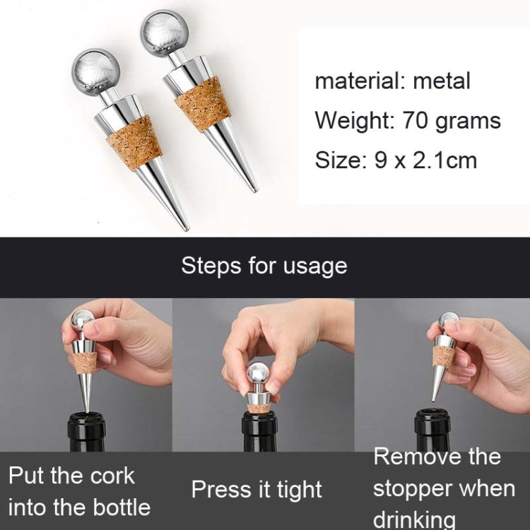 2 PCS Metal Cork Red Wine Stoppers Synthetic Wood Wine Corks - Bottle Stopper by PMC Jewellery | Online Shopping South Africa | PMC Jewellery