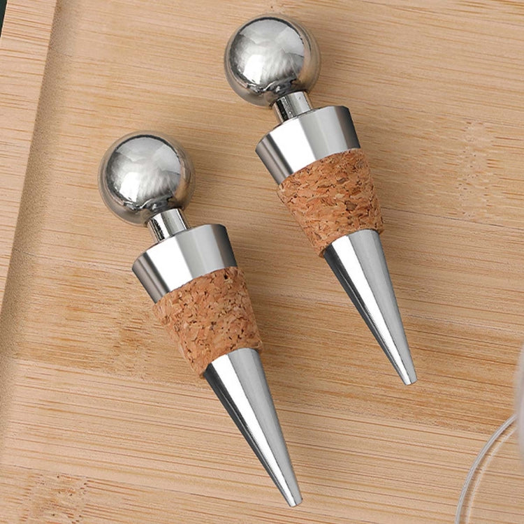 2 PCS Metal Cork Red Wine Stoppers Synthetic Wood Wine Corks - Bottle Stopper by PMC Jewellery | Online Shopping South Africa | PMC Jewellery