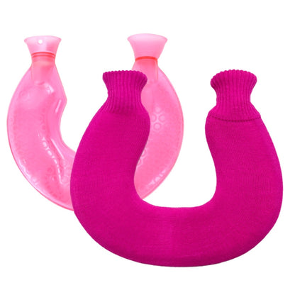 U-shaped PVC Hot Compress Shoulder And Neck Explosion-proof Water Injection Hot Water Bag(Rose Red + Rose Red Knitted) - Hot Water Bags by PMC Jewellery | Online Shopping South Africa | PMC Jewellery