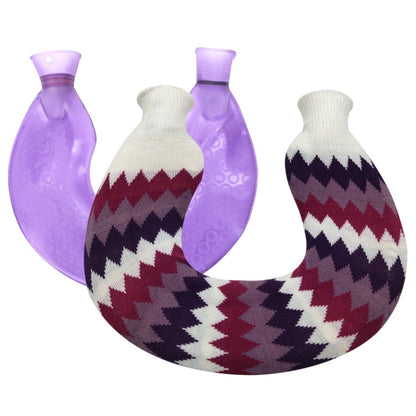 U-shaped PVC Hot Compress Shoulder And Neck Explosion-proof Water Injection Hot Water Bag(Purple + Purple Rhombus Knitted) - Hot Water Bags by PMC Jewellery | Online Shopping South Africa | PMC Jewellery | Buy Now Pay Later Mobicred