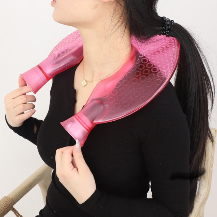 U-shaped PVC Hot Compress Shoulder And Neck Explosion-proof Water Injection Hot Water Bag(Rose Red + Rose Red Knitted) - Hot Water Bags by PMC Jewellery | Online Shopping South Africa | PMC Jewellery