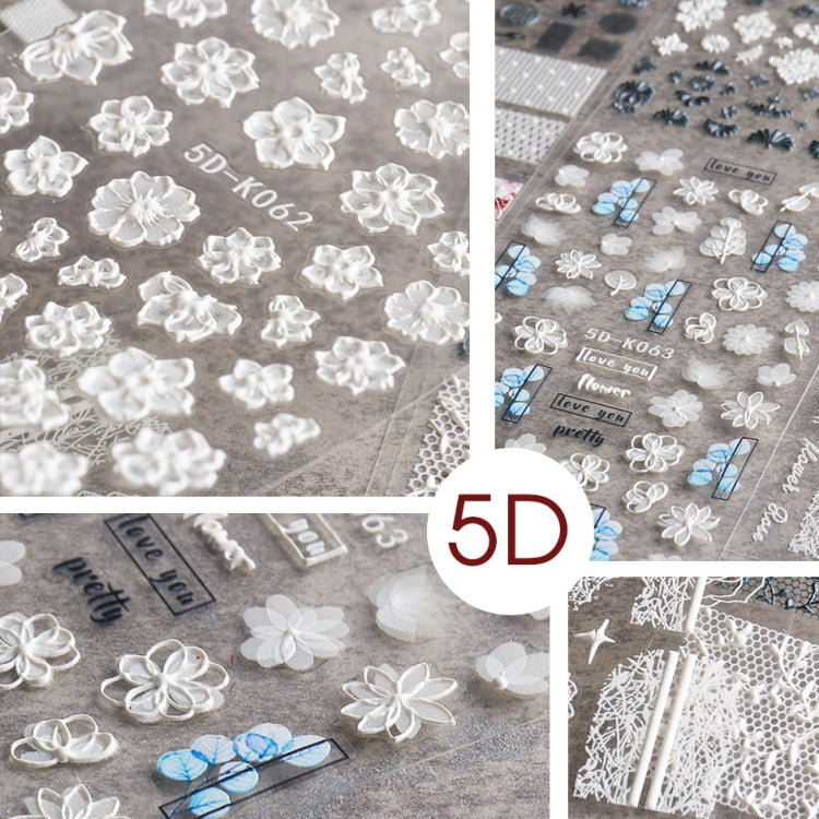 2 PCS 5D Stereoscopic Hollow Lace Nail Stickers Nail Art 3D Flower Embossed Stickers(5D-K57) - Nail Stickers by PMC Jewellery | Online Shopping South Africa | PMC Jewellery | Buy Now Pay Later Mobicred