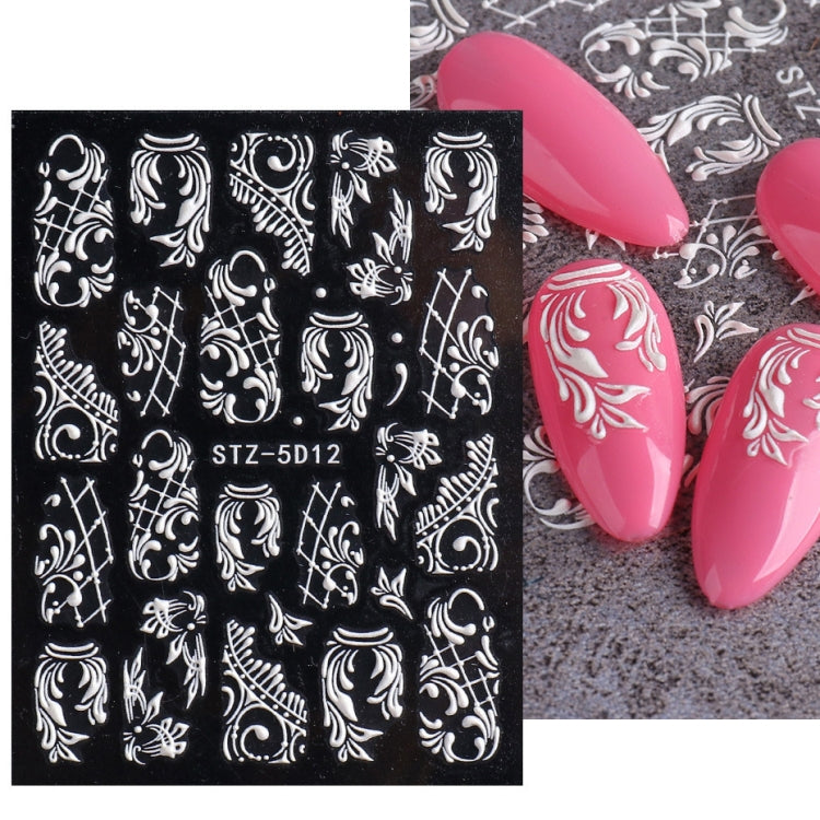 5D Three-dimensional Carved Nail Art Stickers Rose Pattern Embossed Nail Stickers(Stz-5D12) - Nail Stickers by PMC Jewellery | Online Shopping South Africa | PMC Jewellery | Buy Now Pay Later Mobicred