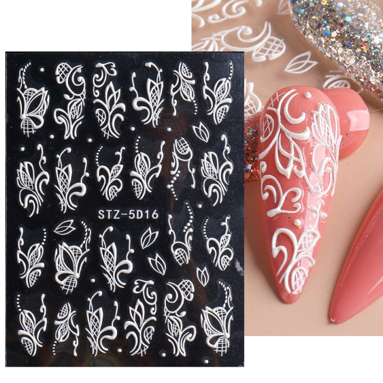 5D Three-dimensional Carved Nail Art Stickers Rose Pattern Embossed Nail Stickers(Stz-5D16) - Nail Stickers by PMC Jewellery | Online Shopping South Africa | PMC Jewellery | Buy Now Pay Later Mobicred