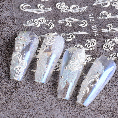 5D Three-dimensional Carved Nail Art Stickers Rose Pattern Embossed Nail Stickers(Stz-5D11) - Nail Stickers by PMC Jewellery | Online Shopping South Africa | PMC Jewellery | Buy Now Pay Later Mobicred