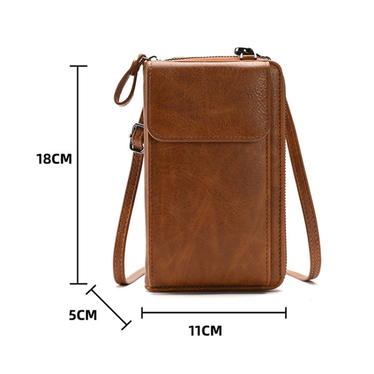 Lady Purse Shoulder Crossbody Bag Multi-functional Mobile Phone Bag(Brown) - Single-shoulder Bags by PMC Jewellery | Online Shopping South Africa | PMC Jewellery