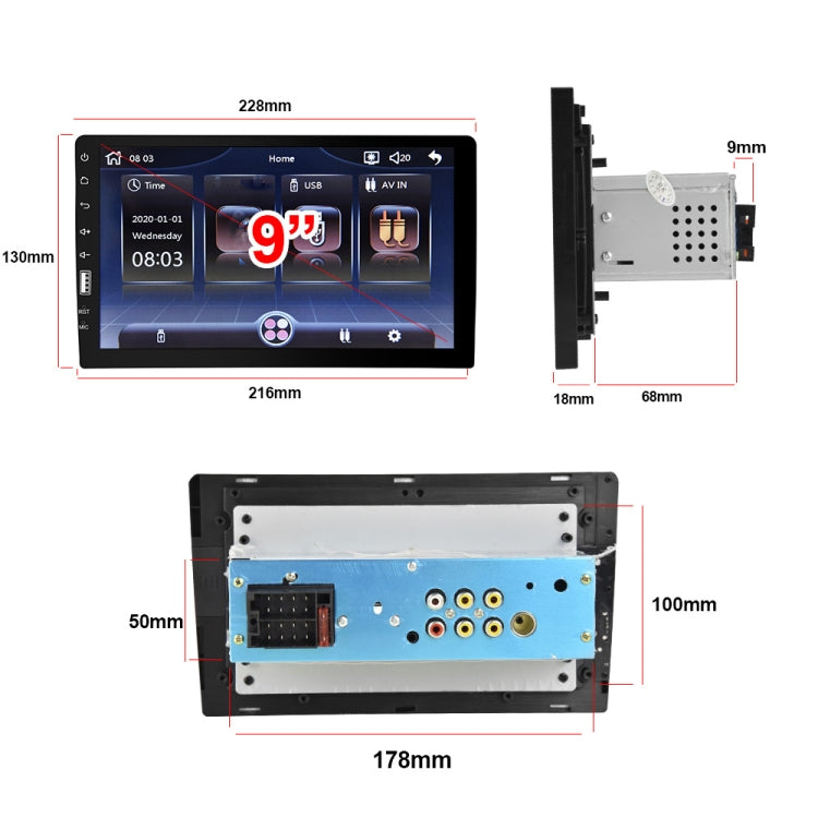 Q3570 9 inch Carplay Single Spindle MP5 Player, Style: Standard+12 Light Camera - Car MP3 & MP4 & MP5 by PMC Jewellery | Online Shopping South Africa | PMC Jewellery