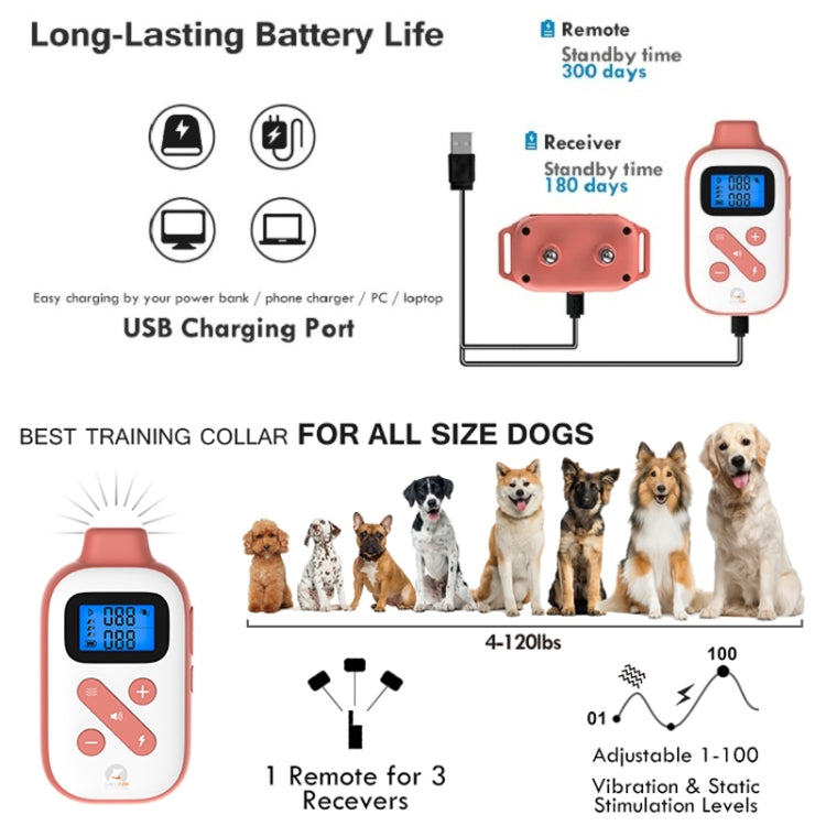 PaiPaitek PD523 1000m Remote Control Rechargeable Waterproof Dog Trainer - Training Aids by PaiPaitek | Online Shopping South Africa | PMC Jewellery | Buy Now Pay Later Mobicred