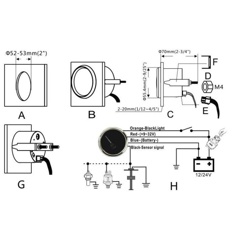 PMM2 DN52mm 12/24V 0-190Ohm Marine Balance Table Lift Table(BN) - Marine Accessories & Parts by PMC Jewellery | Online Shopping South Africa | PMC Jewellery | Buy Now Pay Later Mobicred