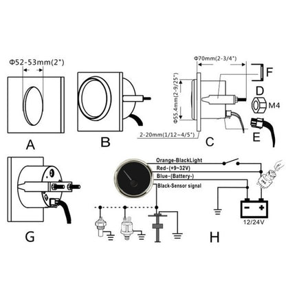 PMW2 DN52mm Car Truck RV Conversion Water Tank Water Level Table(WG) - Clocks & Car Meters by PMC Jewellery | Online Shopping South Africa | PMC Jewellery | Buy Now Pay Later Mobicred