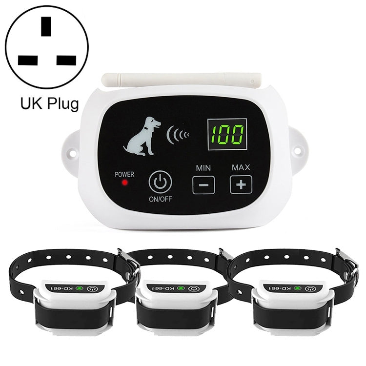 KD-661 500m Wireless Electric Dog Pet Fence Shock Collar,Spec: For Three Dog(UK Plug) - Training Aids by PMC Jewellery | Online Shopping South Africa | PMC Jewellery | Buy Now Pay Later Mobicred