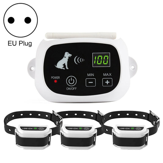 KD-661 500m Wireless Electric Dog Pet Fence Shock Collar,Spec: For Three Dog(EU Plug) - Training Aids by PMC Jewellery | Online Shopping South Africa | PMC Jewellery | Buy Now Pay Later Mobicred