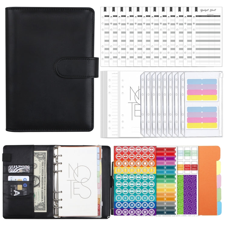 A6 Macaron PU Leather Loose-leaf Notebook Cash Budget Handbook(Black) - Notebooks by PMC Jewellery | Online Shopping South Africa | PMC Jewellery