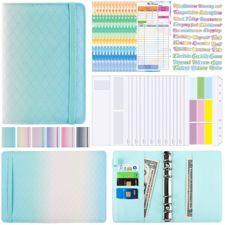A6 Gradient Macaroon Loose-leaf Handbook Cash Budget Book(Green Blue White) - Notebooks by PMC Jewellery | Online Shopping South Africa | PMC Jewellery