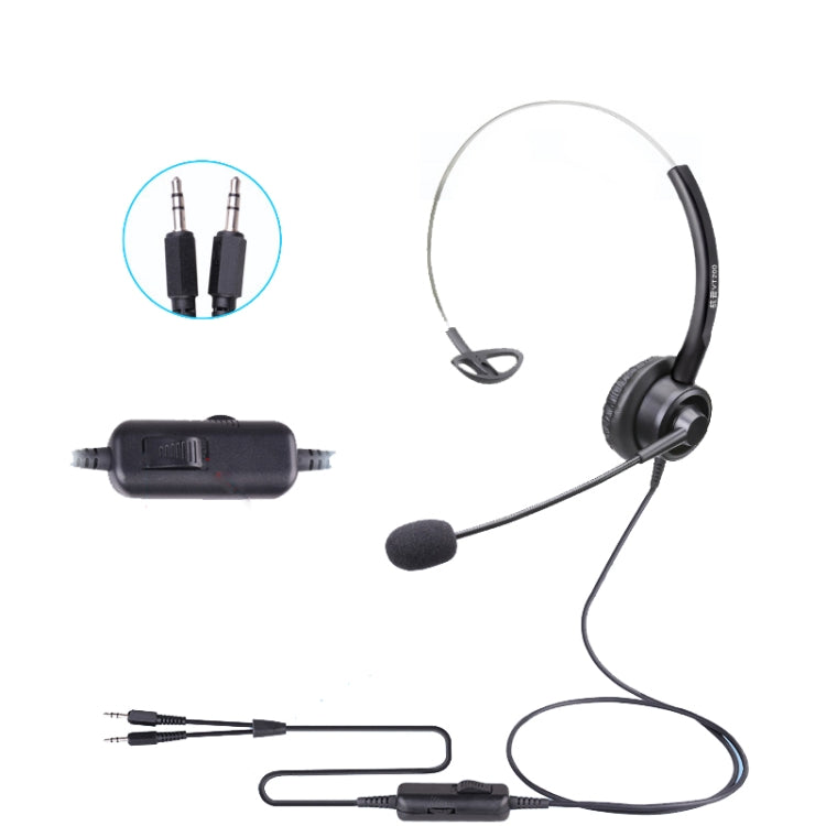 VT200 Single Ear Telephone Headset Operator Headset With Mic,Spec: 3.5mm Double Plug With Tuning - Microphones & Headsets by PMC Jewellery | Online Shopping South Africa | PMC Jewellery | Buy Now Pay Later Mobicred