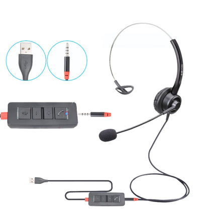 VT200 Single Ear Telephone Headset Operator Headset With Mic,Spec: 3.5mm Single Plug To USB - Microphones & Headsets by PMC Jewellery | Online Shopping South Africa | PMC Jewellery | Buy Now Pay Later Mobicred