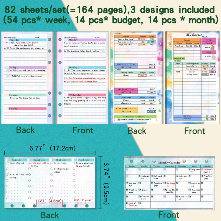 A6 6 Hole Budget Book Loose-leaf Replacement Core Handbook Insert,Spec: 3 In 1 - Notebooks by PMC Jewellery | Online Shopping South Africa | PMC Jewellery