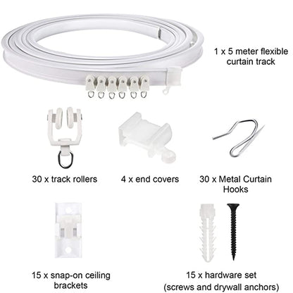 5M Curtain Track Curved Rail Hook Pulley Mounting Code Screw Expansion Plug(White) - Curtain Decorative Accessories by PMC Jewellery | Online Shopping South Africa | PMC Jewellery