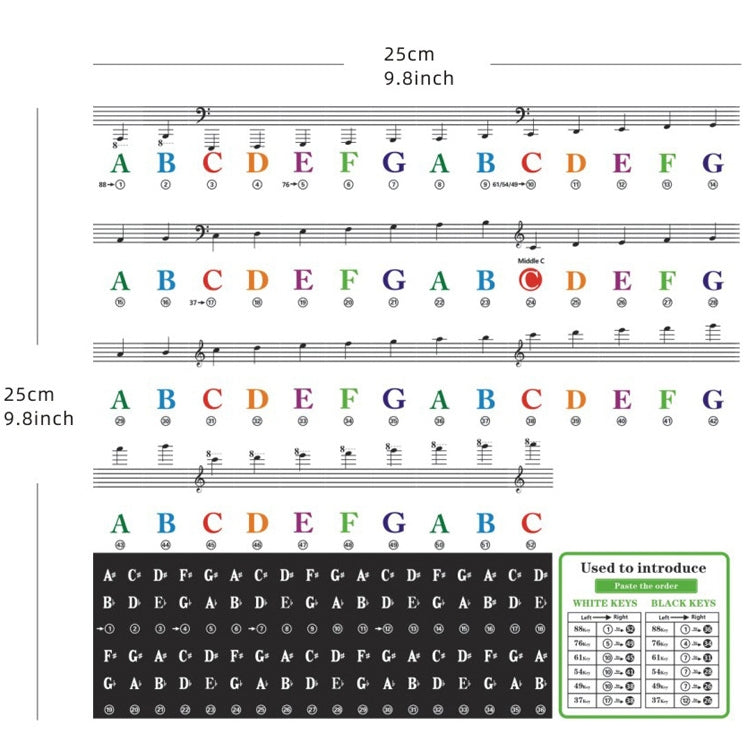 QT-0302 5PCS Children Piano Keyboard Color Stickers Musical Instrument Accessories - Keyboard Instruments by PMC Jewellery | Online Shopping South Africa | PMC Jewellery