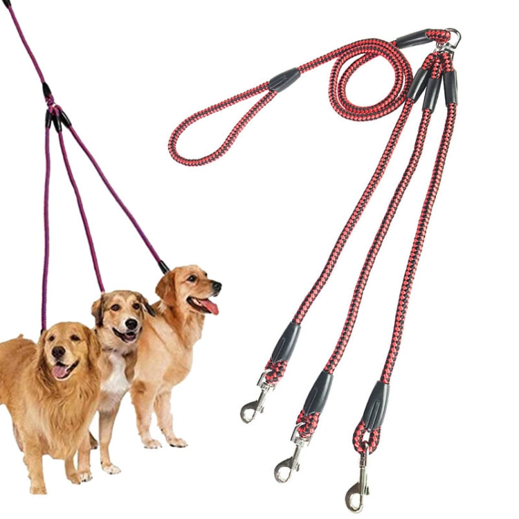 140cm 3 In 1 Leash Multi-head Dog Walking Rope(Red) - Leashes & Chest Strap by PMC Jewellery | Online Shopping South Africa | PMC Jewellery