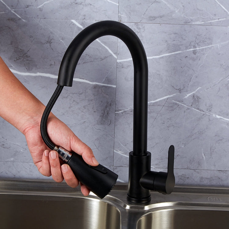 Kitchen Pull-out Faucet Stainless Steel Sink Telescopic Universal Faucet,Spec: CLH002 Black - Faucets & Accessories by PMC Jewellery | Online Shopping South Africa | PMC Jewellery
