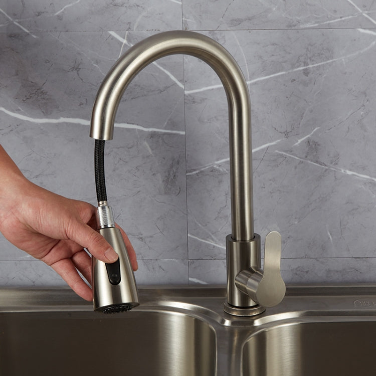 Kitchen Pull-out Faucet Stainless Steel Sink Telescopic Universal Faucet,Spec: CLY002 Wire Drawing - Faucets & Accessories by PMC Jewellery | Online Shopping South Africa | PMC Jewellery