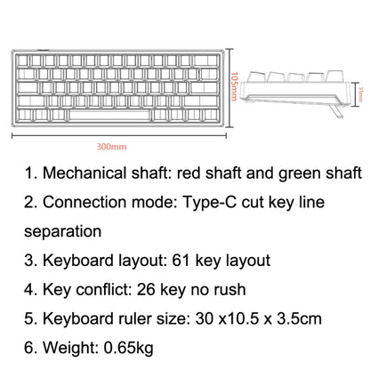 LEAVEN K620 61 Keys Hot Plug-in Glowing Game Wired Mechanical Keyboard, Cable Length: 1.8m, Color: Blue Green Shaft - Wired Keyboard by LEAVEN | Online Shopping South Africa | PMC Jewellery | Buy Now Pay Later Mobicred