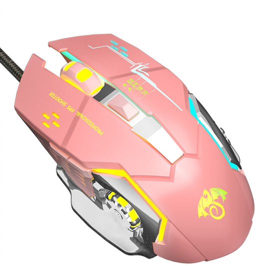 LEAVEN X6 6 Keys Game Computer Ergonomic Wired Mouse, Cable Length: 1.42m(Pink) - Wired Mice by LEAVEN | Online Shopping South Africa | PMC Jewellery | Buy Now Pay Later Mobicred