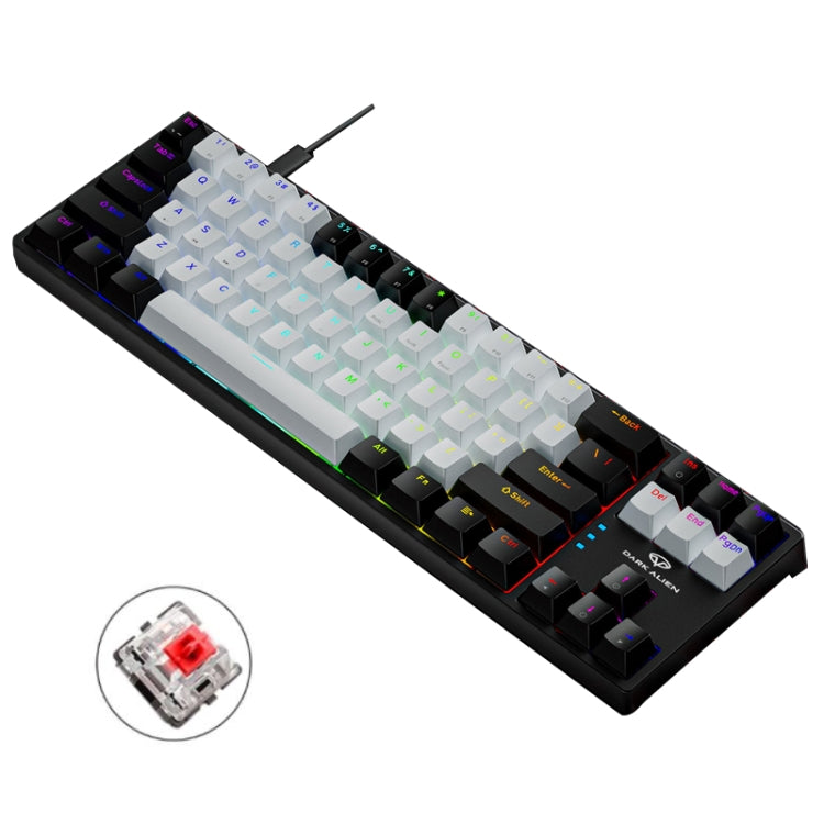 Dark Alien K710 71 Keys Glowing Game Wired Keyboard, Cable Length: 1.8m, Color: Black White Red Shaft - Wired Keyboard by Dark Alien | Online Shopping South Africa | PMC Jewellery | Buy Now Pay Later Mobicred