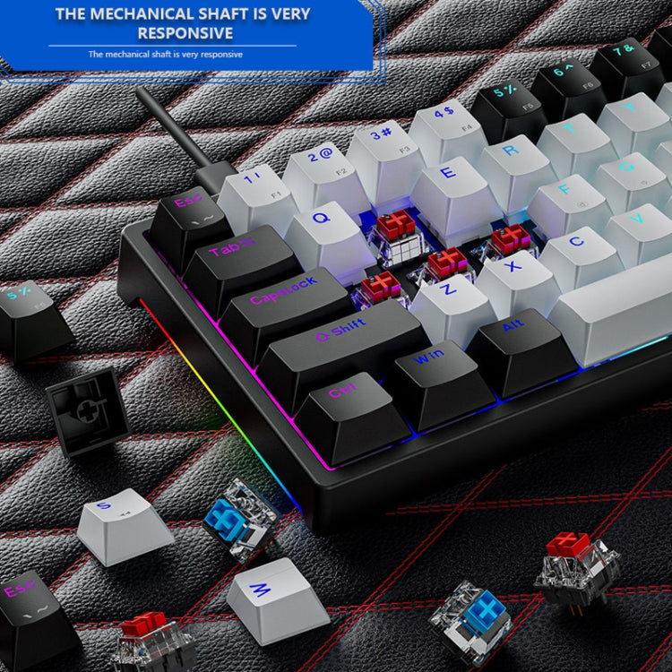 Dark Alien K710 71 Keys Glowing Game Wired Keyboard, Cable Length: 1.8m, Color: Black White Red Shaft - Wired Keyboard by Dark Alien | Online Shopping South Africa | PMC Jewellery | Buy Now Pay Later Mobicred