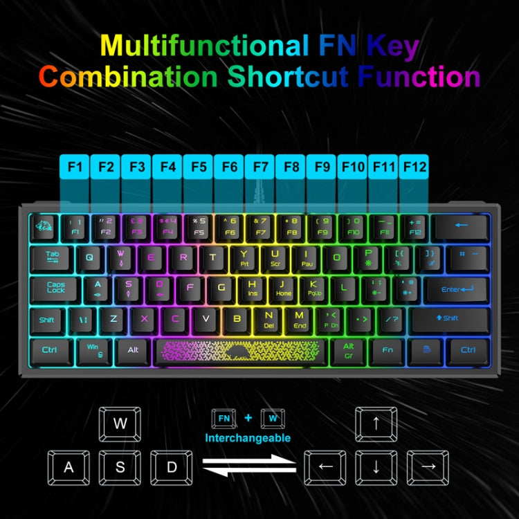 ZIYOULANG K61 62 Keys Game RGB Lighting Notebook Wired Keyboard, Cable Length: 1.5m(Black) - Wired Keyboard by ZIYOULANG | Online Shopping South Africa | PMC Jewellery | Buy Now Pay Later Mobicred